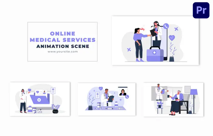 Online Medical Consultation Concept Flat Character Animation Scene